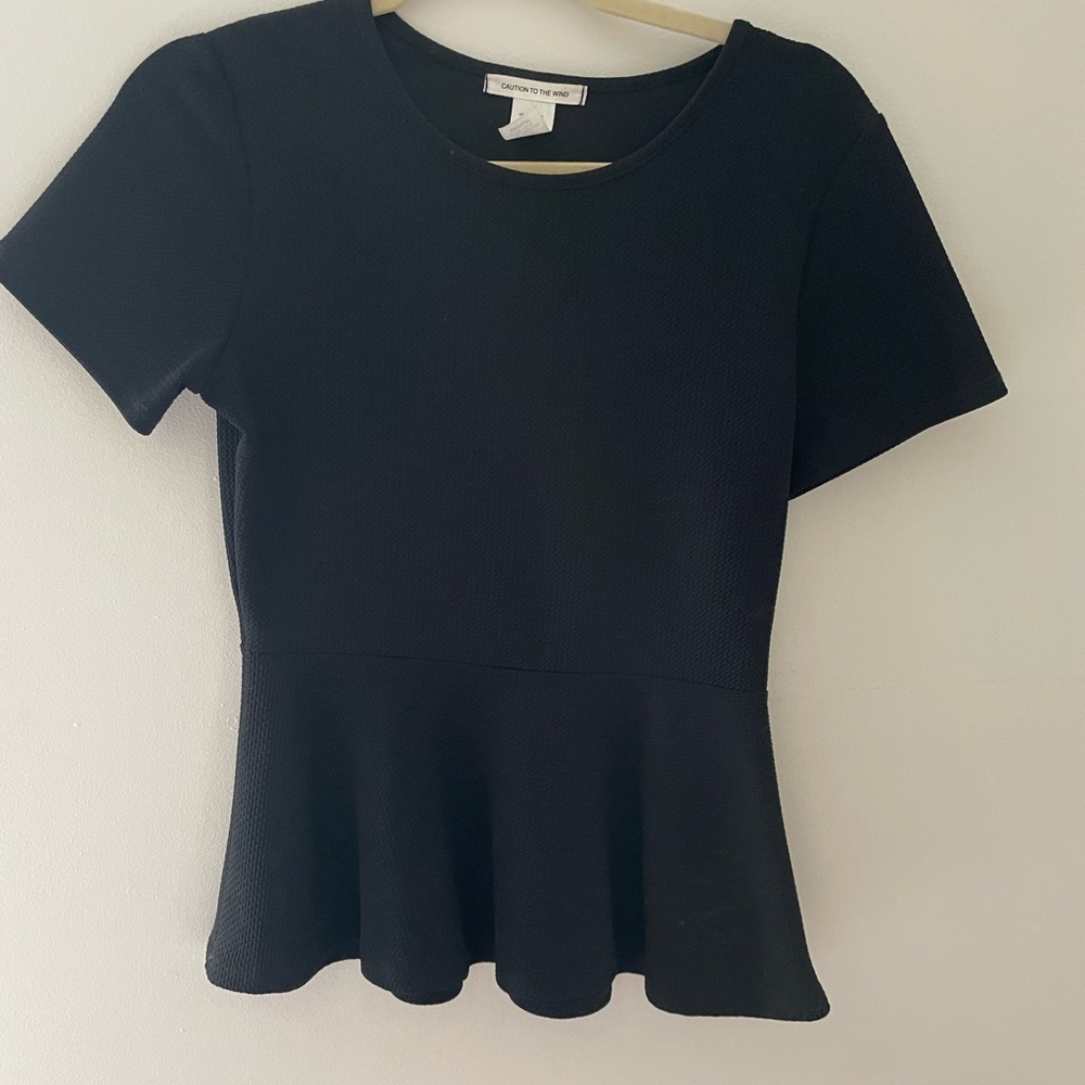 Caution To The Wind Black Textured Blouse